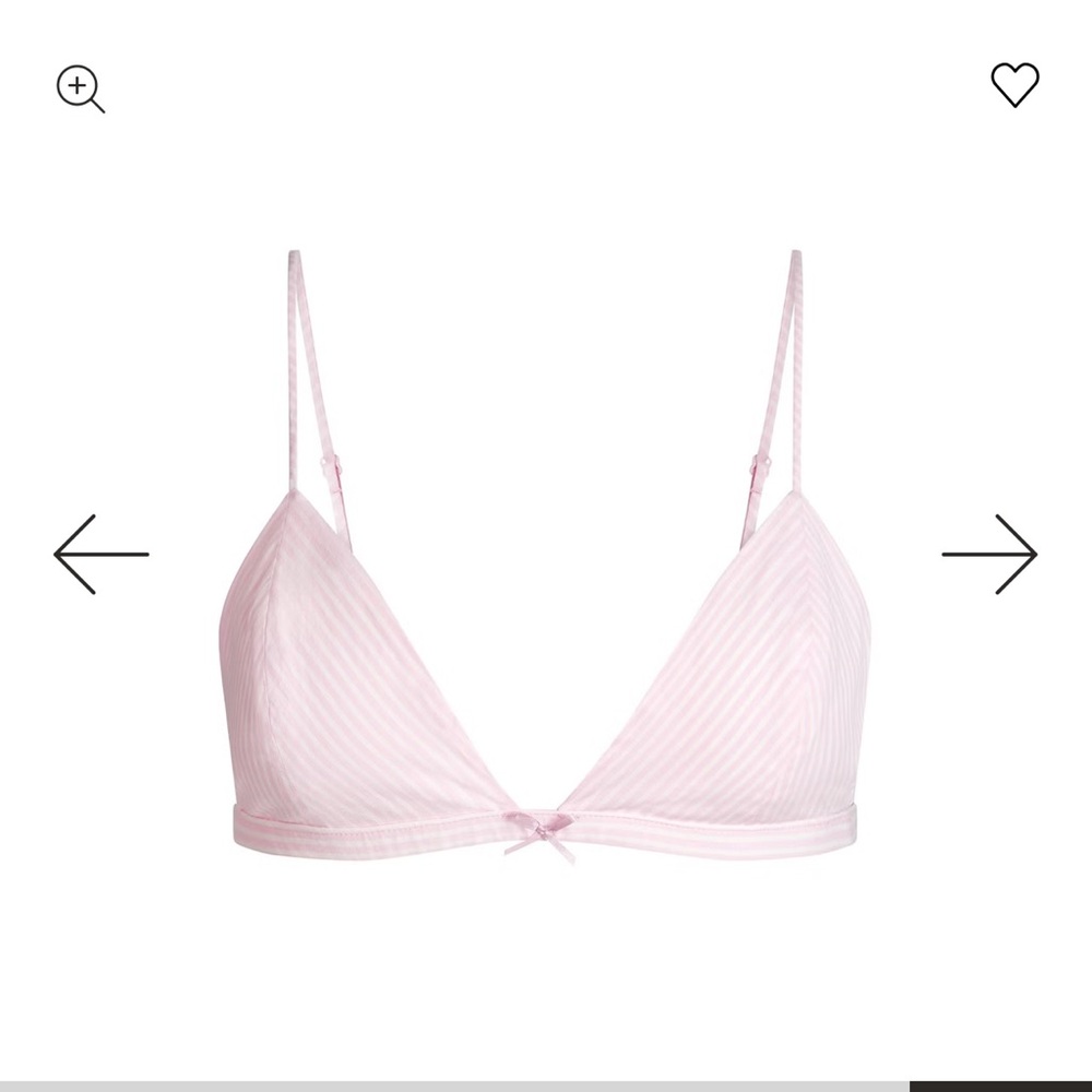 SKIMS TRIANGLE BRALETTE - COTTON POPLIN - CHERRY BLOSSOM STRIPE - L - Picture 8 of 11